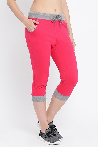 Buy Active Capri Tights with Drawstring in Pink - Cotton Online India, Best  Prices, COD - Clovia - AT0071P14