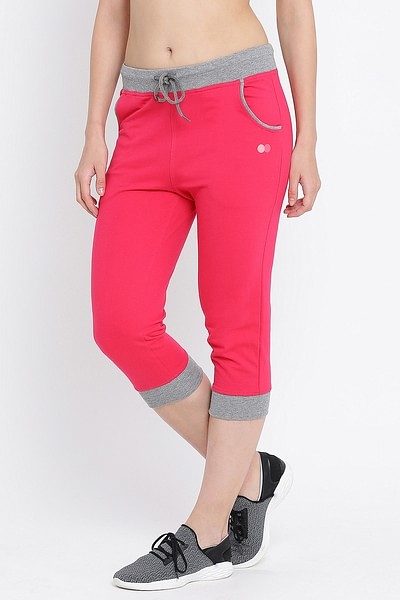 Buy Active Capri Tights with Drawstring in Pink - Cotton Online India, Best  Prices, COD - Clovia - AT0071P14