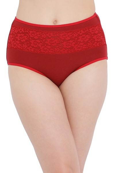 Buy Cotton High Waist Hipster Panty with Lace Panel Online India, Best  Prices, COD - Clovia - PN3311P04