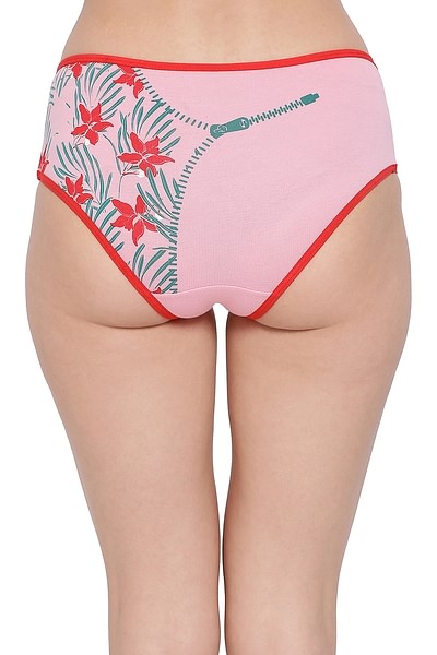 Clovia Pink Floral Cotton Hipster Panty