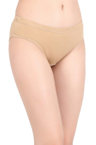 Buy Cotton Mid Waist Hipster Panty with Inner Elastic In Nude Online India,  Best Prices, COD - Clovia - PN2508P24