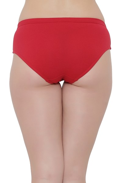 Buy Cotton Mid Waist Hipster Panty with Inner Elastic In Red Online India,  Best Prices, COD - Clovia - PN2508P04