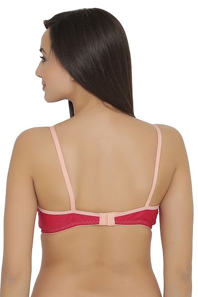 Buy Non-Padded Non-Wired Full Coverage Bra in Pink - Cotton Rich