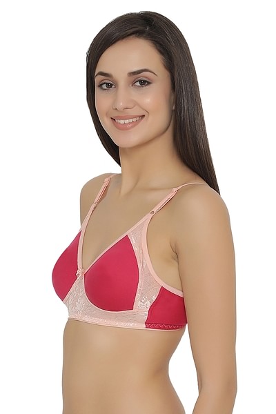 Buy Non-Padded Non-Wired Full Coverage Bra in Pink - Cotton Rich Online  India, Best Prices, COD - Clovia - BR1244P14