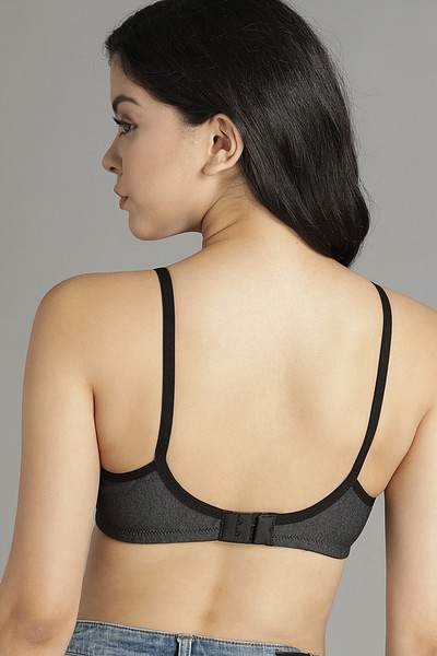 Buy Non-Padded Non-Wired Full Coverage Bra in Denim Look In Black - Cotton  Online India, Best Prices, COD - Clovia - BR0789P13