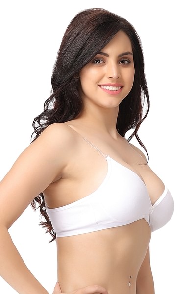 Buy Non-Padded Non-Wired Full Cup Bra In White - Cotton Rich Online India,  Best Prices, COD - Clovia - BR1100P18