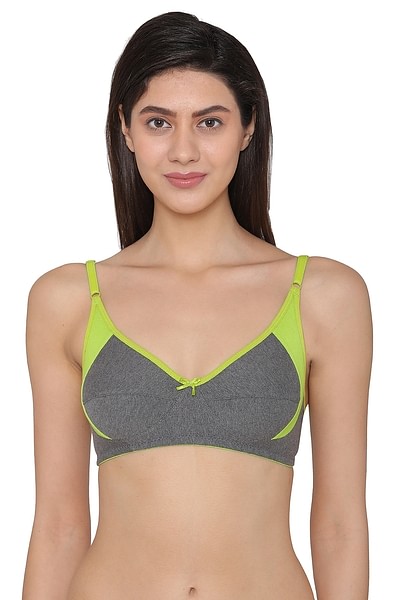 Buy Non-Padded Non-Wired Full Coverage Colourblock Bra - Cotton