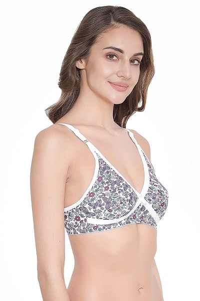 Buy StyFun Women Cotton Blend Bra Floral Print Non-Wired Padded