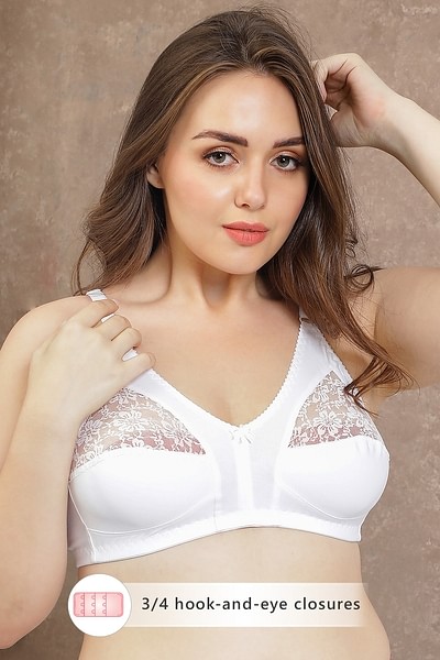 Buy Non-Padded Non-Wired Full Cup Bra in White - Cotton (With