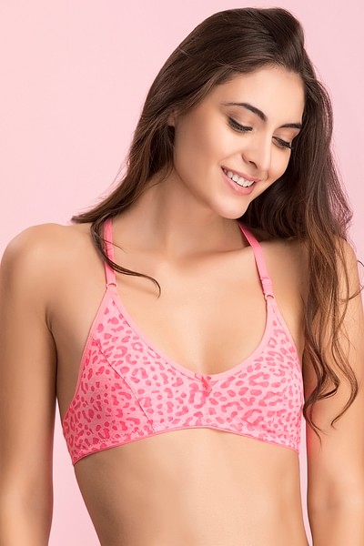 Buy Non-Padded Non-Wired Full Coverage Printed Bra with Criss-Cross Back In  Pink - Cotton Online India, Best Prices, COD - Clovia - BR1627P14