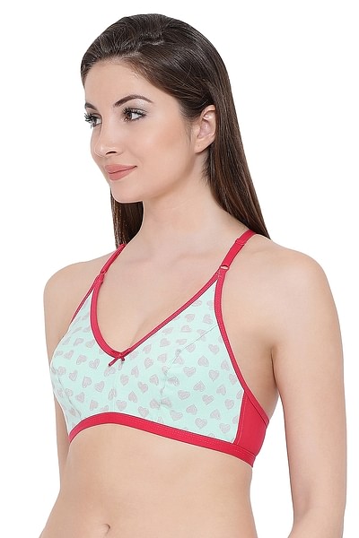 Buy Non-Padded Non-Wired Full Cup Printed Racerback Bra in White Online  India, Best Prices, COD - Clovia - BR1478T18