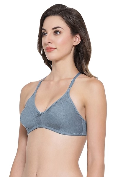 Buy Non-Padded Non-Wired Full Coverage Racerback Bra In Blue