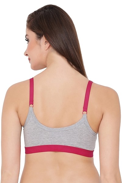 Buy Low Impact Cotton Non-Padded Non-Wired Sports Bra in Grey