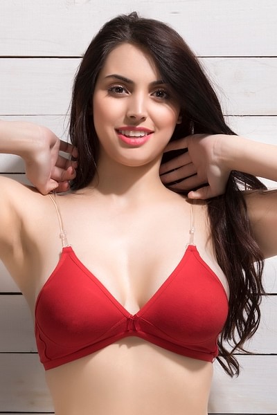 Buy Cotton Non Padded Wirefree Demi Cup Bra With Detachable Transparent  Straps - Red Online India, Best Prices, COD - Clovia - BR0672P04