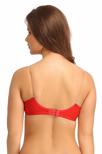 Women's Non-Padded Wirefree T-Shirt Bra with Double Layered Cups  Transparent Back Bra Pack Of ( 2 ) Multicolor