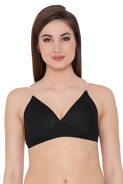 Buy Demi Cup Bra with Transparent Straps & Back In Black - Cotton Online  India, Best Prices, COD - Clovia - BR0686P13