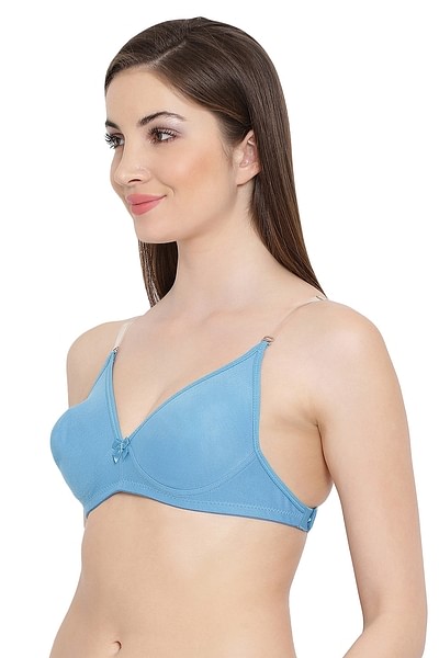 Buy Demi Cup Bra with Transparent Straps & Back in Turquoise Blue - Cotton  Online India, Best Prices, COD - Clovia - BR0686P03