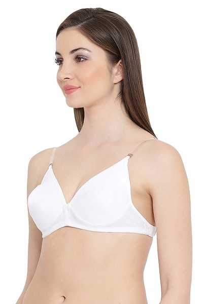 Clovia Women's Cotton Non Padded Wirefree Demi Cup Bra with Detachable  Transparent Straps (BR0672P24_Beige_36B) at  Women's Clothing store
