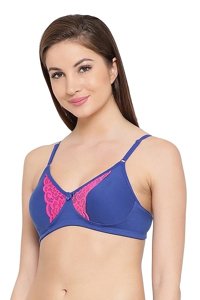 Buy Padded Non-Wired Full Cup Bralette in Dark Blue - Lace Online India,  Best Prices, COD - Clovia - BR2013P08