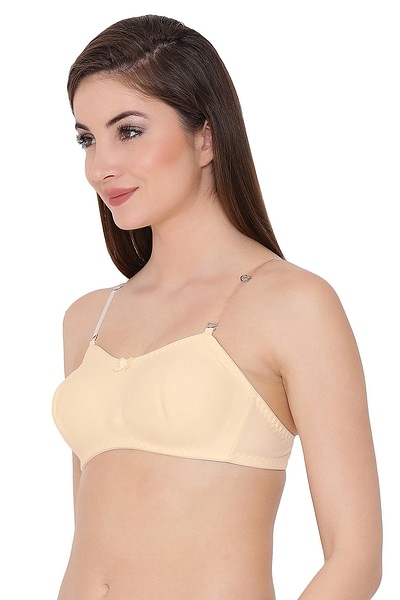 Buy Non-Padded Wirefree Full Coverage Strapless Tube Bra With Detachable  Transparent Straps in Beige - Cotton Online India, Best Prices, COD -  Clovia - BR0685P24