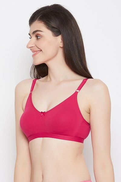 Buy Non-Padded Non-Wired Full Cup T-shirt Bra in Pink - Cotton