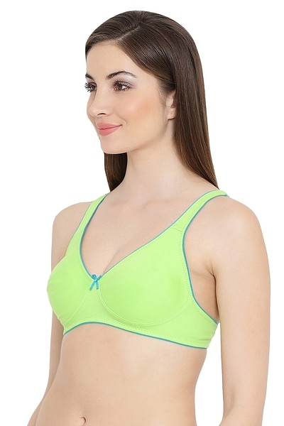 Buy Cotton Non-Padded Wirefree Plunge Demi Cup T-shirt Bra - Green Online  India, Best Prices, COD - Clovia - BR0238P17