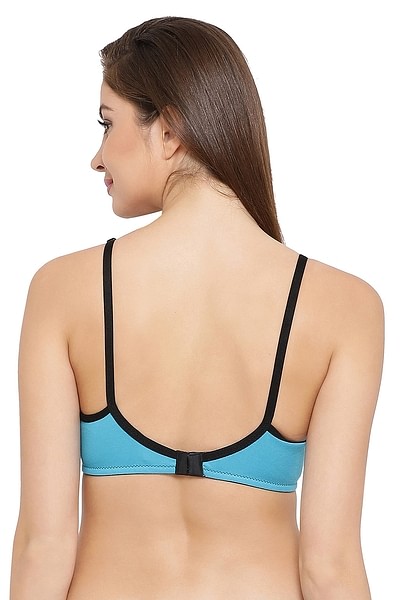 Clovia Non-Padded Non-Wired Full Cup Bra in Baby Blue - Cotton