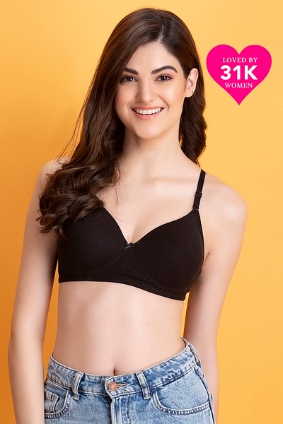 Padded Non-Wired Full Coverage Multiway T-Shirt Bra In Black
