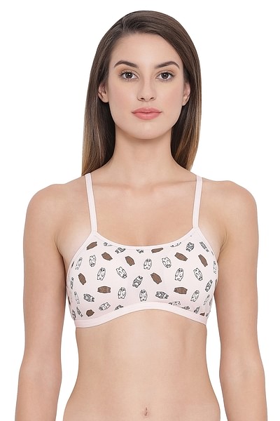 Buy Cotton Lightly Padded Non-Wired Printed Teen Bra In Pink Online India,  Best Prices, COD - Clovia - BB0032A22