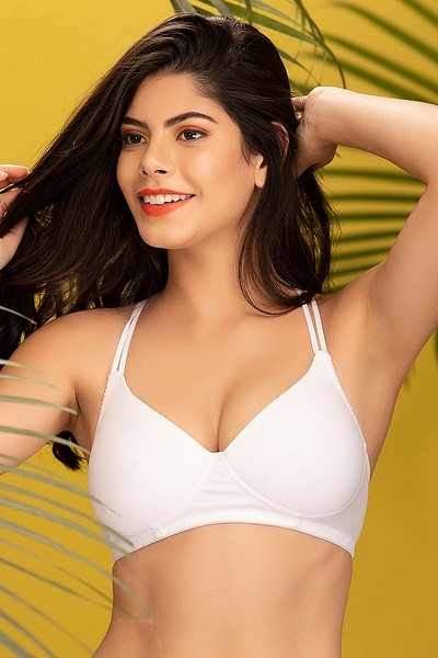 Buy Non-Padded Non-Wired Full Cup Printed Racerback Bra in White - Cotton  Online India, Best Prices, COD - Clovia - BR1627M18