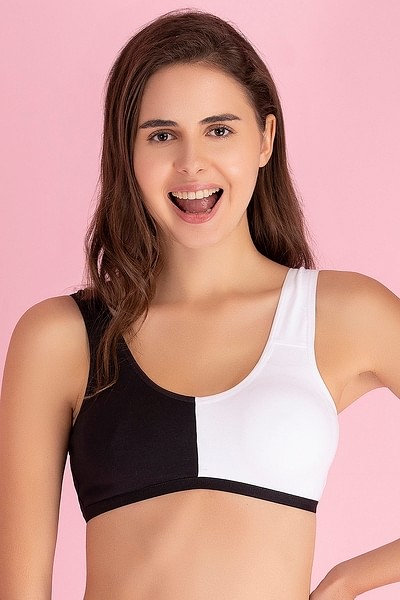 Buy Padded Non-Wired Full Coverage Teen Bra In Black - Cotton