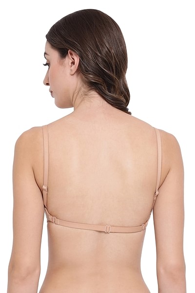 Buy Clovia Women's Cotton Lightly Padded Non-Wired Multiway Backless  T-Shirt Bra (BR1926P24_Beige_32B) at