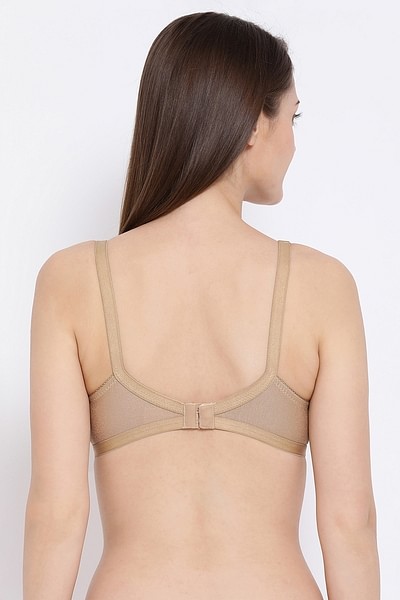 Buy Non-Padded Non-Wired Full Coverage Bra In Beige - Cotton Rich