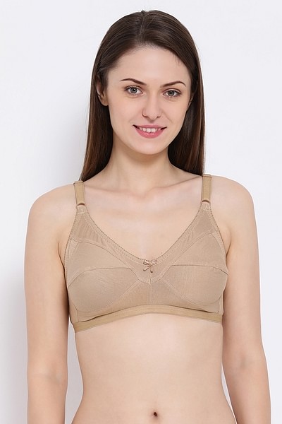 Buy Non-Padded Non-Wired Full Coverage Bra In Beige - Cotton Rich Online  India, Best Prices, COD - Clovia - BR0185M24