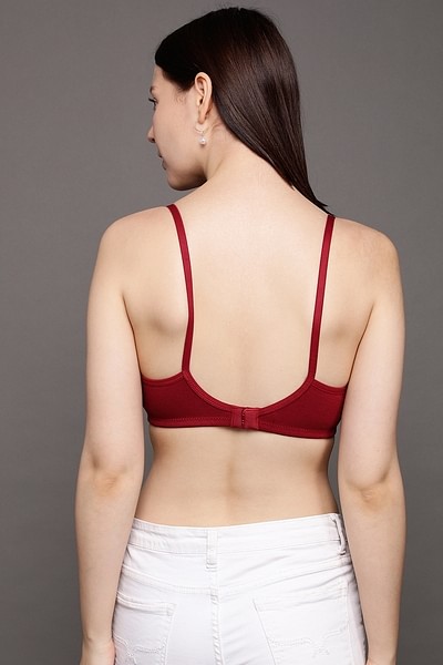 Buy Non-Padded Non-Wired Full Coverage Bra in Maroon - Cotton Rich Online  India, Best Prices, COD - Clovia - BR1953P09