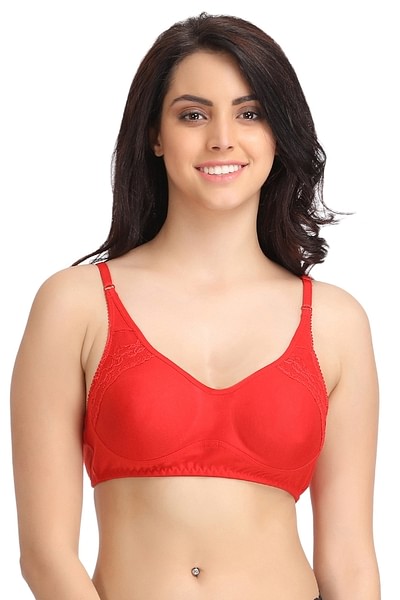 Buy Non-Padded Non-Wired Full Cup Bra In Red - Cotton Rich Online India,  Best Prices, COD - Clovia - BR0765P04