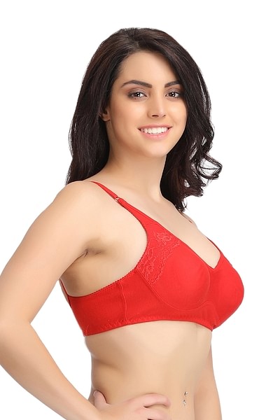 Buy Non-Padded Non-Wired Full Cup Bra In Red - Cotton Rich Online India, Best  Prices, COD - Clovia - BR0765P04