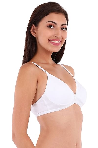 Buy Cotton Rich Non Padded Non Wired Plunge T Shirt Bra In White Online 0975