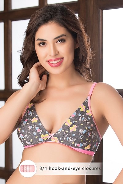 Buy Non-Padded Non-Wired Printed Bra - Cotton Rich Online India