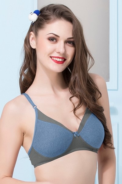 Buy Non-Padded Non-Wired Full Coverage T-Shirt Bra in Navy