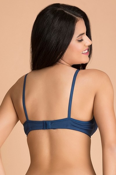Buy Non-Wired Non-Padded Plunge T-shirt Bra In Blue - Cotton Rich Online  India, Best Prices, COD - Clovia - BR0887P08