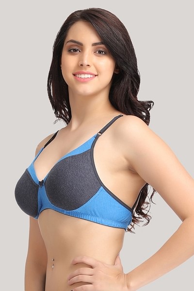 Buy Clovia Women's Cotton Rich Solid Non-Padded Full Cup Wire Free M Frame  Bra (BR2151P13_Black_32B) at
