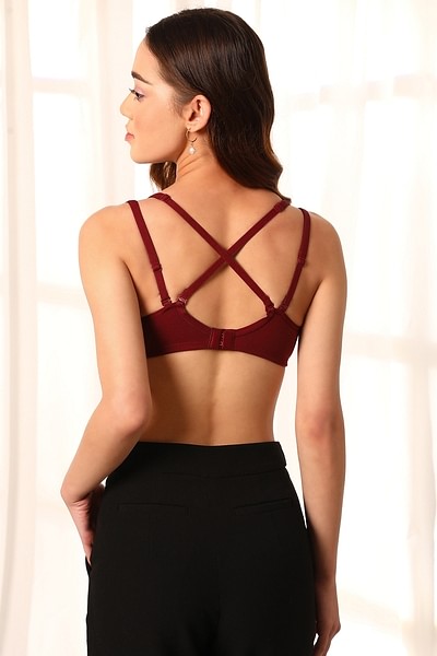 Buy Clovia Padded Non Wired Medium Coverage Push Up Bra - Maroon at Rs.659  online