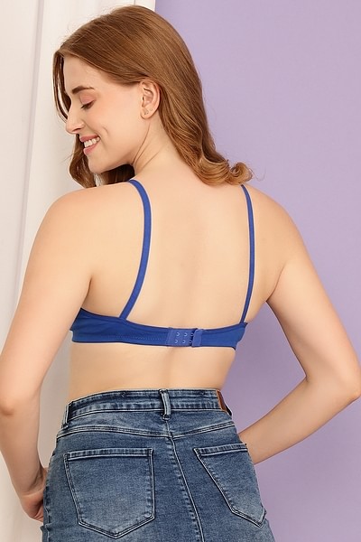 Buy Non-Padded Non-Wired Full Figure T-Shirt Bra in Blue- Cotton Online  India, Best Prices, COD - Clovia - BR2079P08