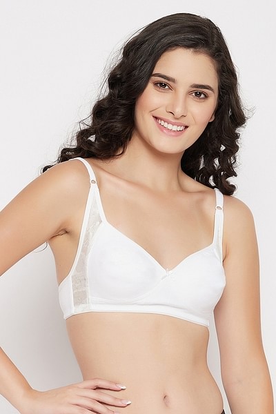 Buy Padded Non-Wired Full Coverage Multiway Longline Lace Bralette in White  Online India, Best Prices, COD - Clovia - BR1889P18