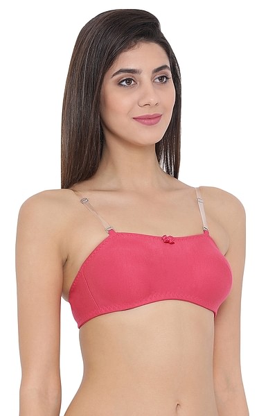 Buy Non-Padded Non-Wired Full Coverage T-Shirt Tube Bra with Detachable  Straps In Pink - Cotton Rich Online India, Best Prices, COD - Clovia -  BR0685P14