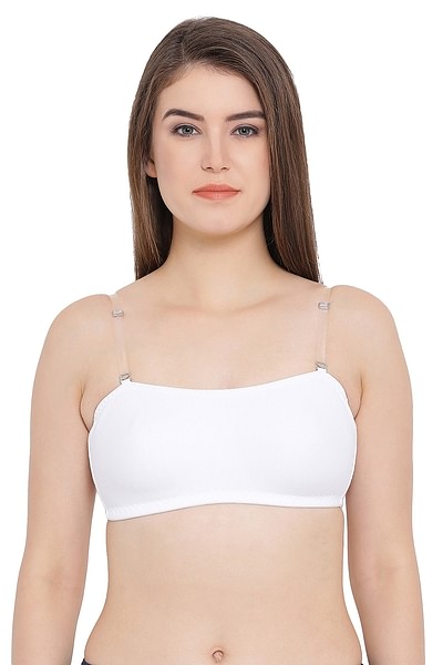 Clovia Cotton Non-Padded Wirefree Tube Bra With Detachable Transparent  Straps - White Women Bandeau/Tube Non Padded Bra