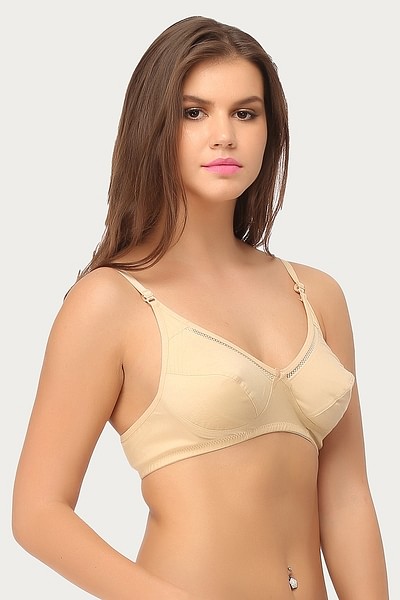 Buy Glamoras Women Poly Cotton PC Interlock fabric Full Coverage Non-Padded  Non-Wired Adjustable Straps Everyday Bra, Color- Beige, Size 32, D Cup  Online at Best Prices in India - JioMart.