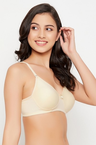 Women's Bra Plus Size Smooth Underwire Non Padded Full Coverage T Shirt  Bras (Color : Beige, Size : 40G)
