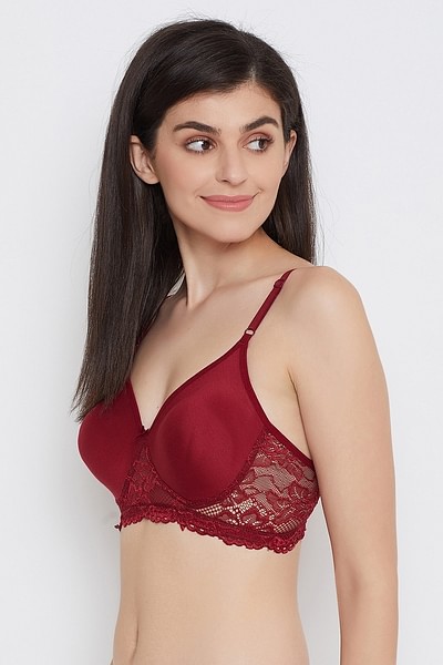 Buy Non-Padded Non-Wired Full Cup T-shirt Bra in Maroon - Cotton Rich  Online India, Best Prices, COD - Clovia - BR1148A09